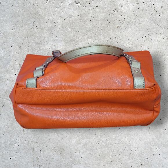 Franco Sarto Orange Faux Leather Handbag Tote Bag Style Purse 3 Compartment - Picture 8 of 9